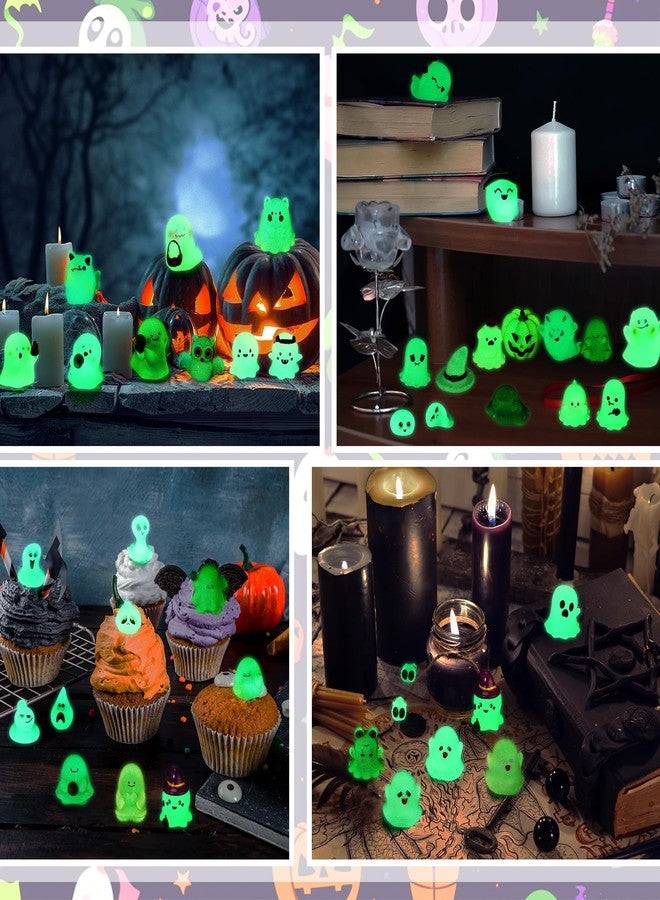 Sonwyoung 58 Pcs Halloween Luminous Mini Figures Glow in Dark Tiny Resin Figures Set Fairy House Diorama Accessories Halloween Pumpkin Ghost Skull Ornament for Garden Dollhouse Craft DIY (Wizard) - Image 5